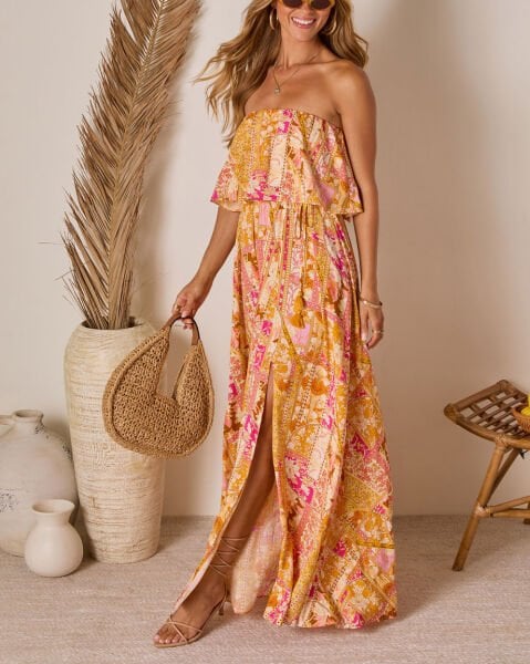 MUSTARD-FLORAL DRESS S - MUSTARD-FLORAL