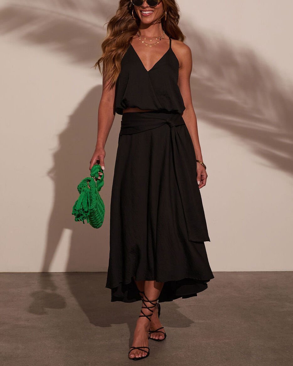 BLACK BLOUSE-SKIRT-SET