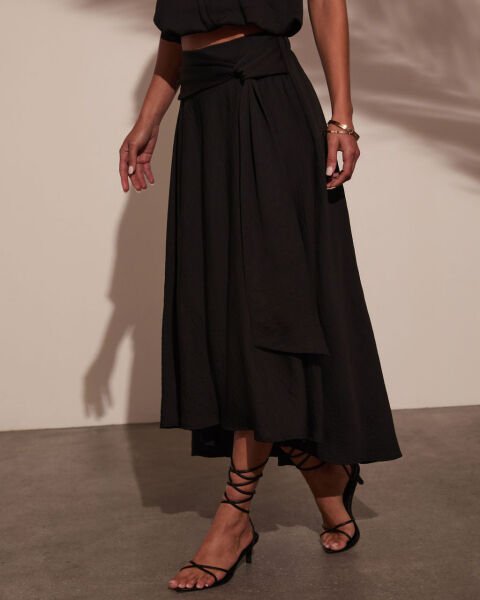BLACK BLOUSE-SKIRT-SET