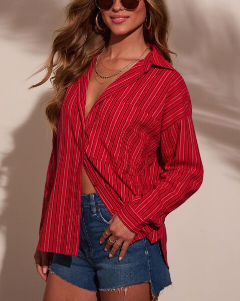 RED-BLACK-STRIPED SHIRT