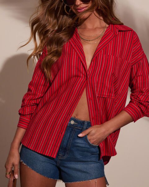 RED-BLACK-STRIPED SHIRT