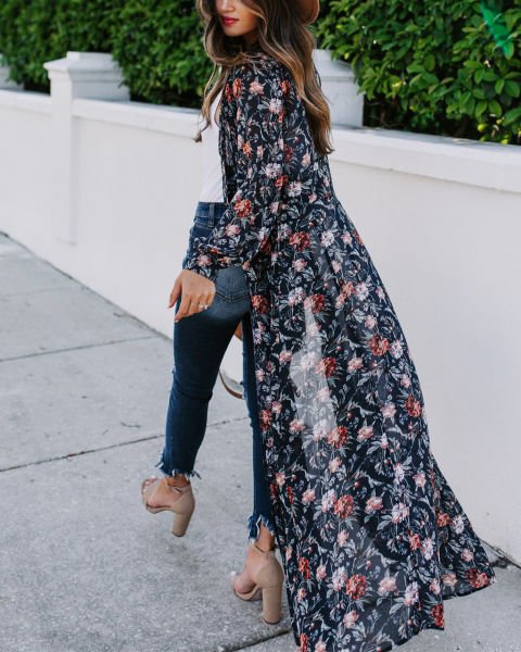 Cardıgan Black-Floral Nd22171
