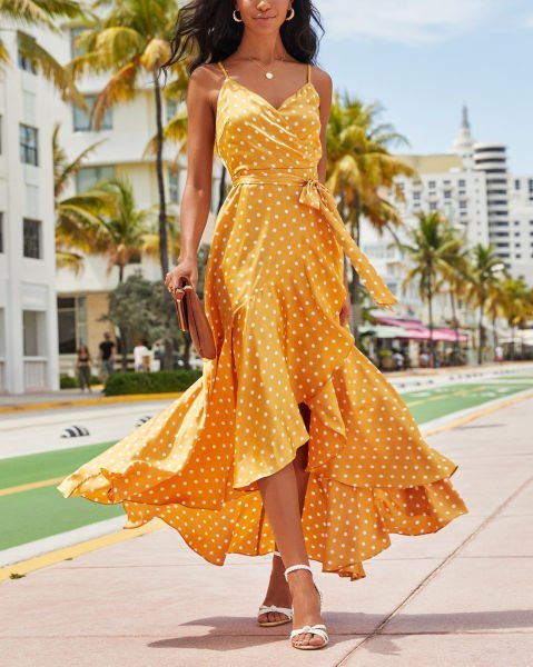 MUSTARD-POLKADOT DRESS