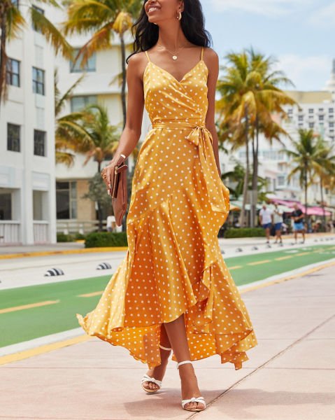 MUSTARD-POLKADOT DRESS