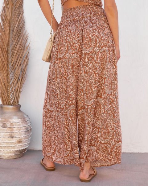 BROWN-PRINTED PANTS
