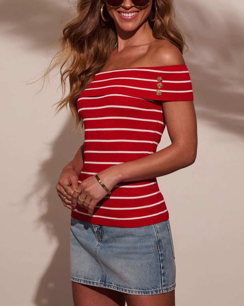 RED-WHITE-STRIPED TANK-TOP