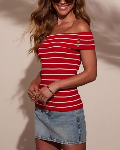 RED-WHITE-STRIPED TANK-TOP