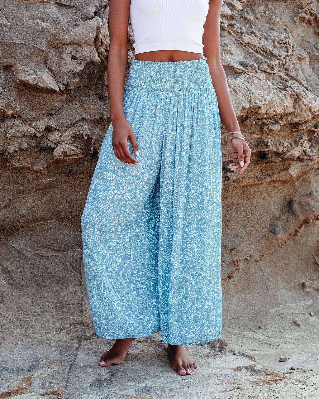 BLUE-FLORAL PANTS