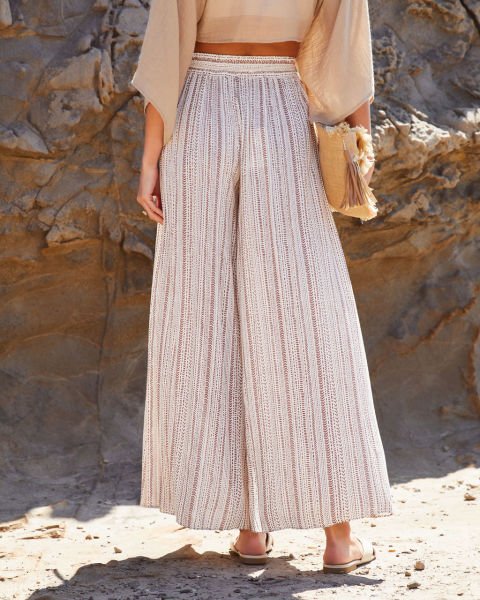 ECRU-BROWN-PRINTED PANTS