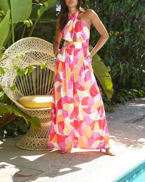 ECRU-CORAL-FLORAL JUMPSUIT