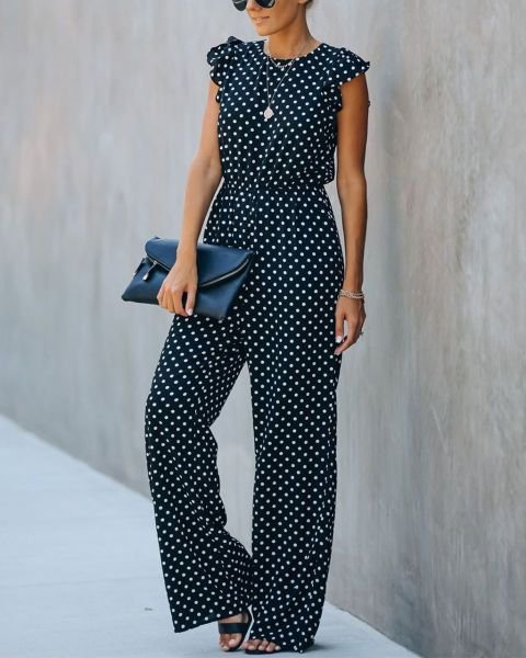 Jumpsuıt Black-Polka-Dot Nd22509