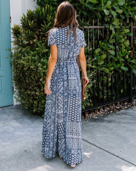 NAVY-PRINTED ELBİSE