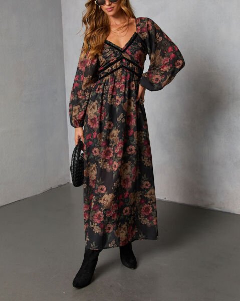 BLACK-FLORAL DRESS S - BLACK-FLORAL
