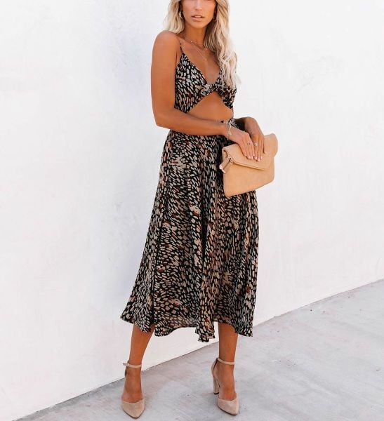 Dress Black-Beıge-Prınted Nd22805
