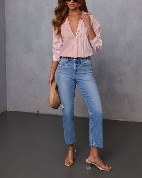 PINK-ECRU-STRIPED SHIRT