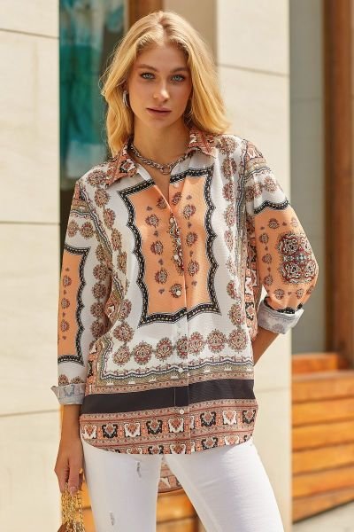 Shirt Salmon-Printed Nd22862