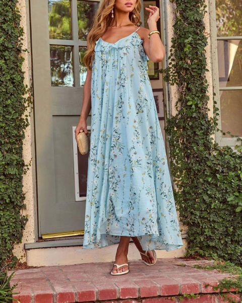 BLUE-FLORAL DRESS XL - BLUE-FLORAL
