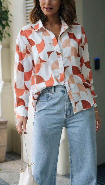 ECRU-TILE-PRINTED SHIRT