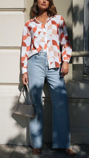 ECRU-TILE-PRINTED SHIRT