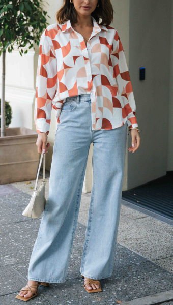 ECRU-TILE-PRINTED SHIRT