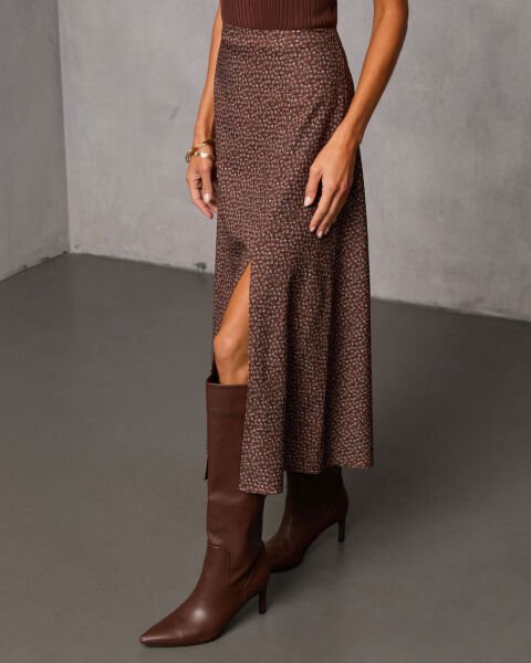 BROWN-PRINTED SKIRT