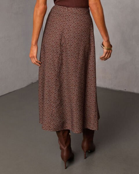 BROWN-PRINTED SKIRT