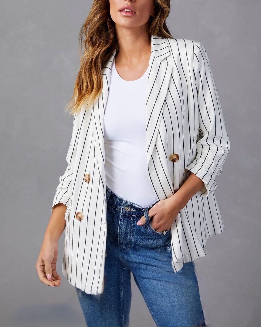 WHITE-GREY BLAZER JACKET