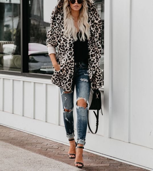 Leopard-Prınted Coat