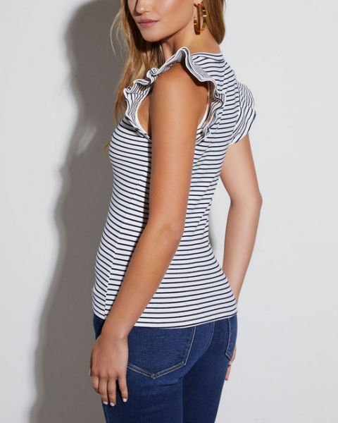 WHITE-NAVY-STRIPED BLOUSE