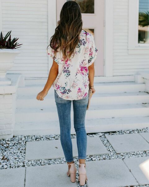 ECRU-FLORAL BLOUSE