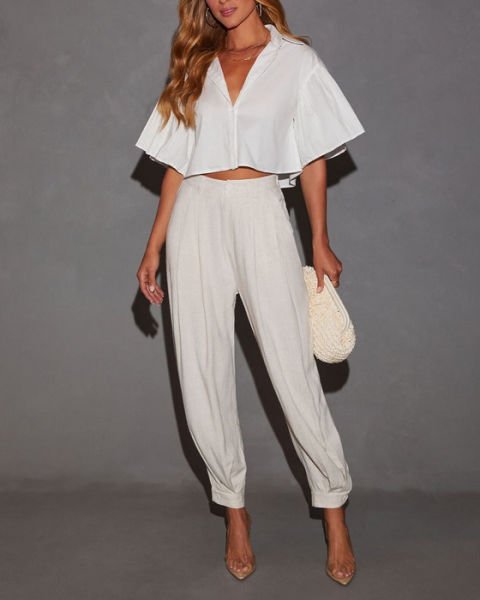 ECRU CROP-SHIRT