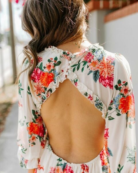 ECRU-FLORAL DRESS