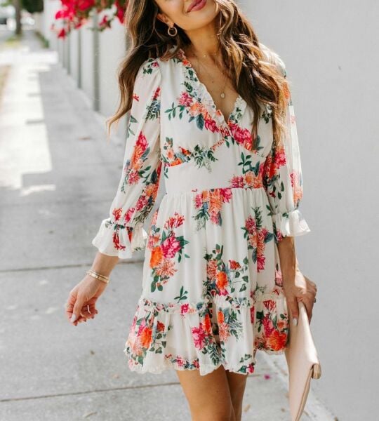 ECRU-FLORAL DRESS