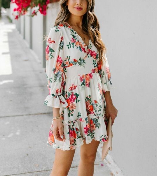 ECRU-FLORAL DRESS