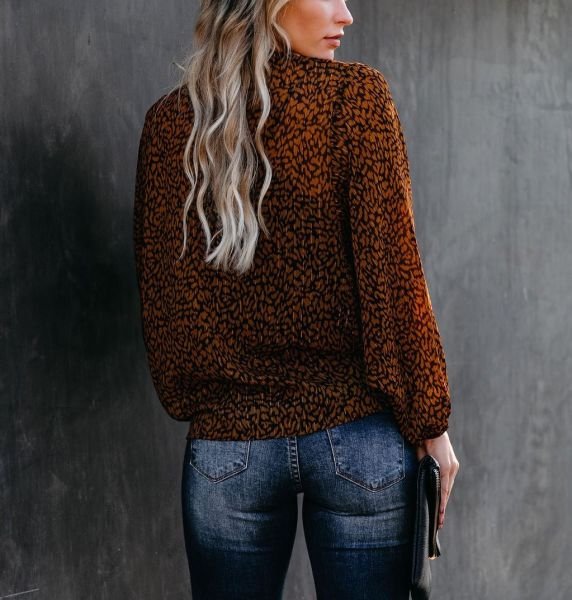 BROWN-PRINTED BLUZ