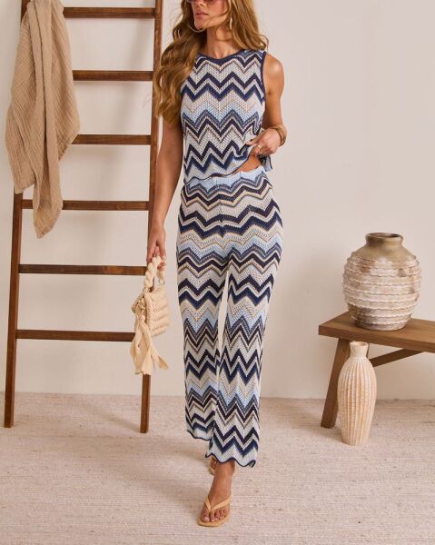 BLUE-MULTICOLOR-STRIPED PANTS