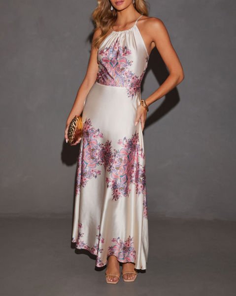 ECRU-PURPLE-PRINTED DRESS