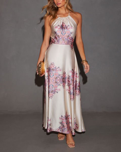 ECRU-PURPLE-PRINTED DRESS