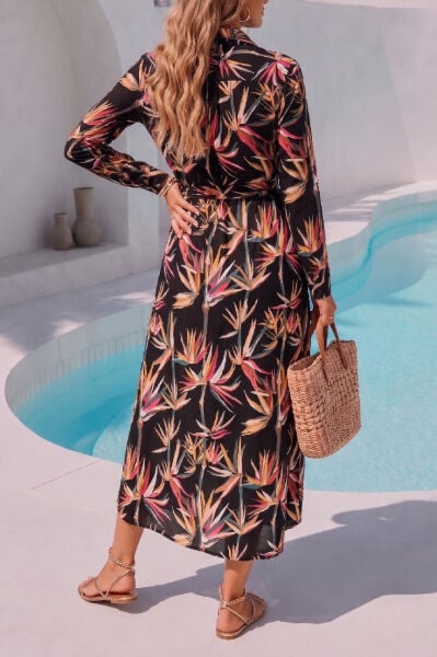 BLACK-FLORAL DRESS M - BLACK-FLORAL