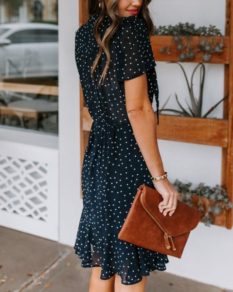 BLACK-POLKA-DOT ELBİSE