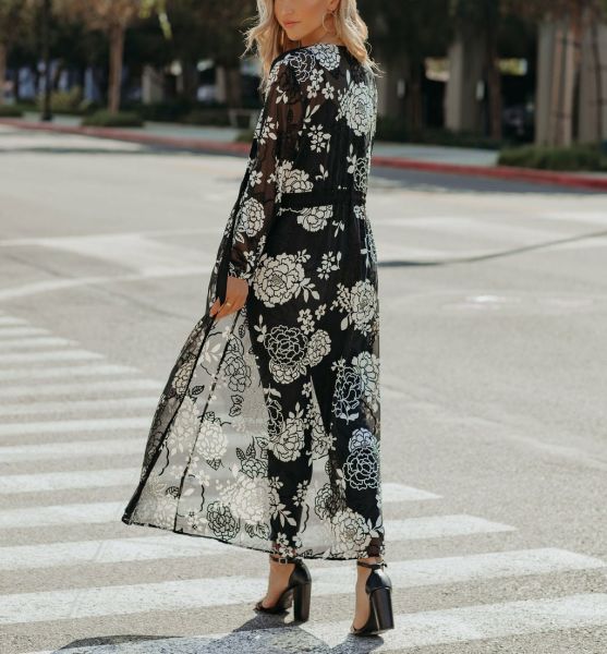 Kımono Black-Floral Nd23922