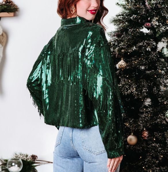 EMERALD-SEQUINED GÖMLEK