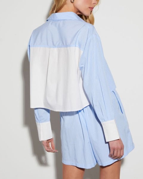 LIGHT-BLUE SHIRT AND SHORTS SET