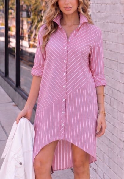 PINK-WHITE-STRIPED DRESS XL - PINK-WHITE-STRIPED