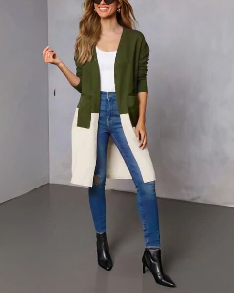 KHAKI-STONE CARDIGAN