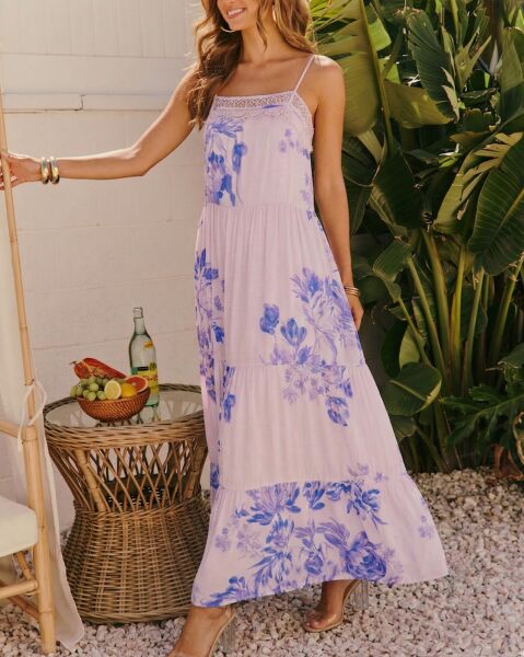 POWDER-LILAC-FLORAL DRESS L - POWDER-LILAC-FLORAL