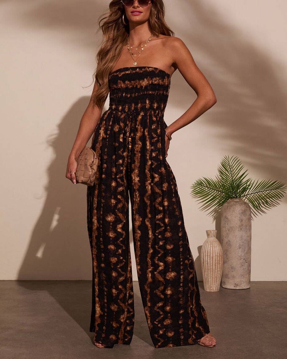 BROWN-BEIGE-PRINTED JUMPSUIT