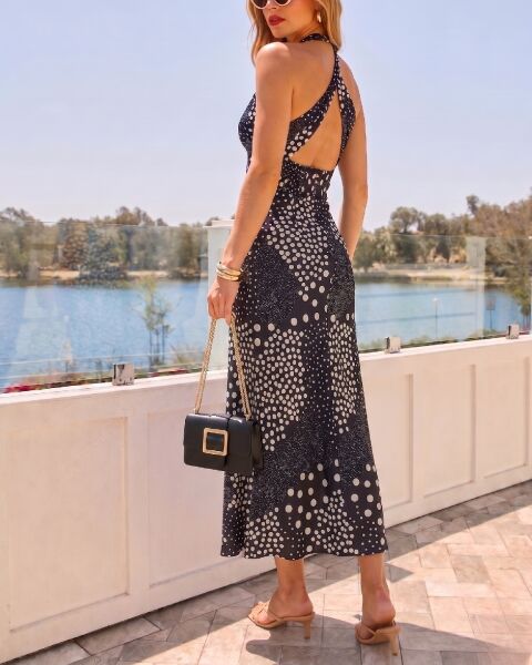 BLACK-WHITE-PRINTED DRESS XL - BLACK-WHITE-PRINTED