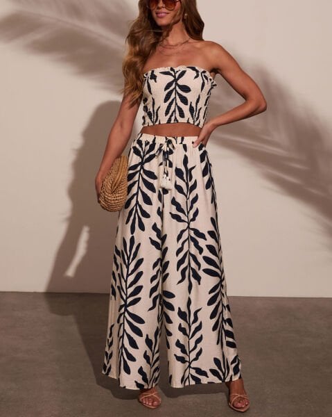 ECRU-BLACK-PRINTED PANTS