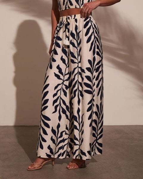 ECRU-BLACK-PRINTED PANTS